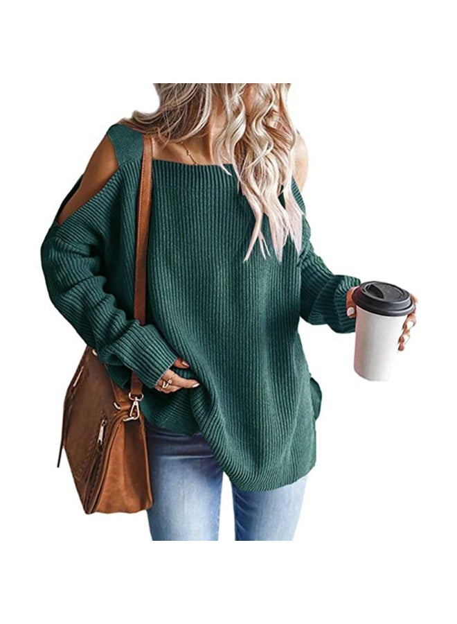 NIBEMINENT Autumn and Winter  Fashion Strap Long Sleeve Off-Shoulder Pullover Knitted Sweater Women - Image 4