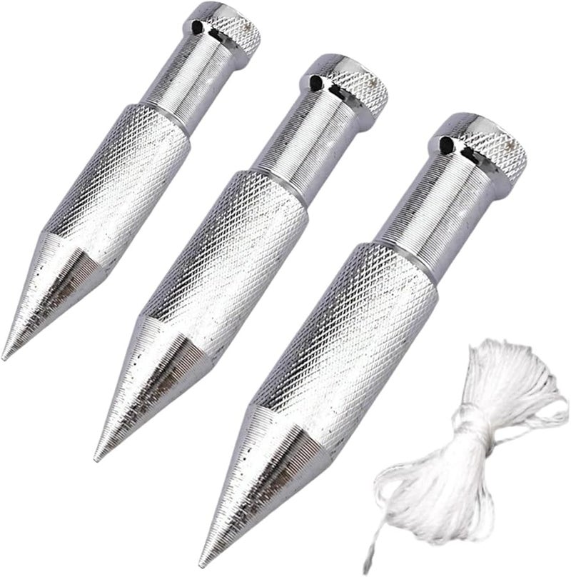 مجموعة ميزان الشاقول من 3 قطع من الفولاذ عالي الكربون مع حبل 5 متر 0.98 × 4.17 بوصة للنجارة - Image 2