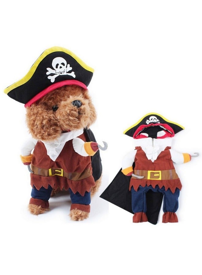 CCOVERY Pet Costume for Dogs and Cats, Funny Pet Costume, Cat Dog Pirate Cosplay with Hat - Image 1