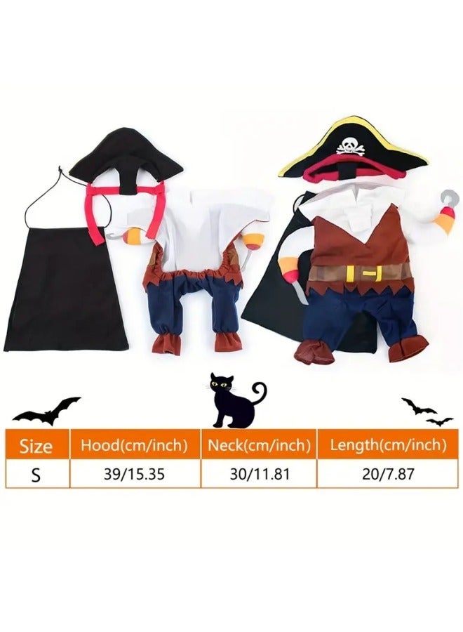 CCOVERY Pet Costume for Dogs and Cats, Funny Pet Costume, Cat Dog Pirate Cosplay with Hat - Image 3