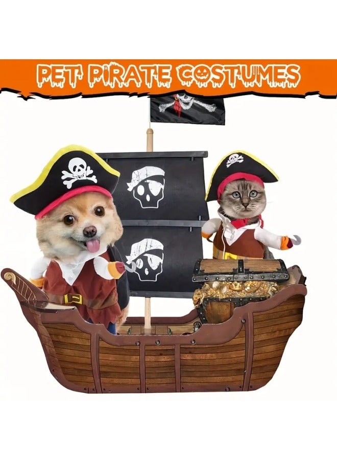 CCOVERY Pet Costume for Dogs and Cats, Funny Pet Costume, Cat Dog Pirate Cosplay with Hat - Image 4