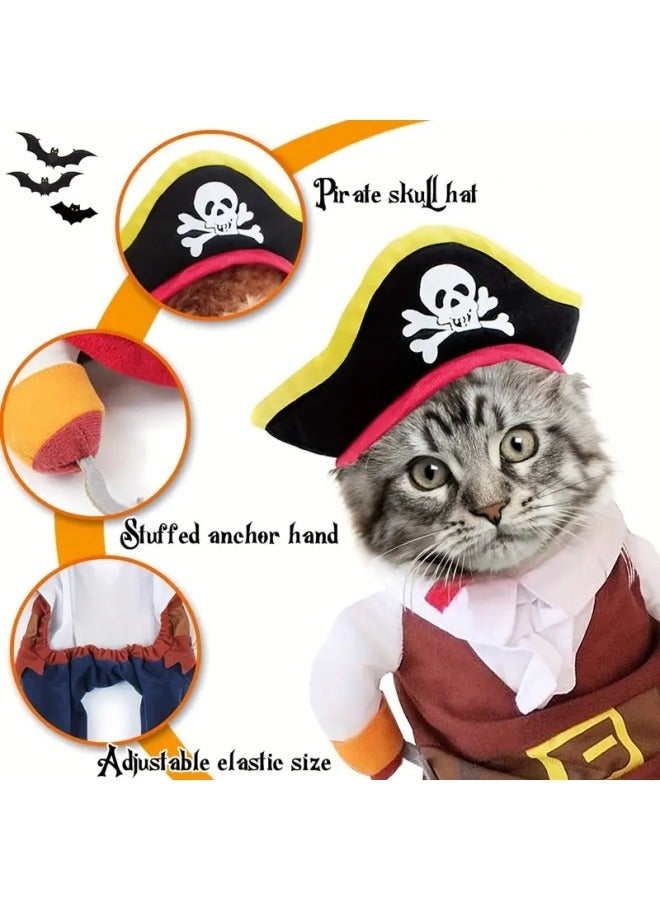 CCOVERY Pet Costume for Dogs and Cats, Funny Pet Costume, Cat Dog Pirate Cosplay with Hat - Image 5