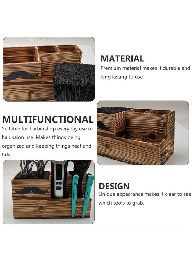 Lurrose Hair Salon Shear Holder Hair Stylist Scissors Container Wood Hairdressing Holder Storage Container Barber Tools for Combs Clips Brushes (Random Color) - Image 2