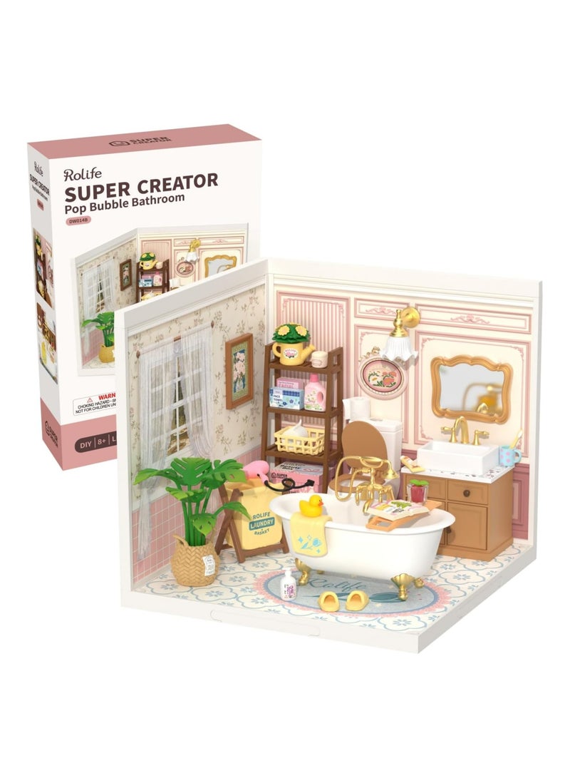 Robotime Rolife Pop Bubble Bathroom Plastic DIY Miniature House DW014B Premium 3D Puzzle Building Kits for Adults & Teens - Decorative Home Décor, Ramadan & Holiday Gift (Eid and Birthday) for Puzzle Enthusiasts, Stress Relief STEM Project - Image 1