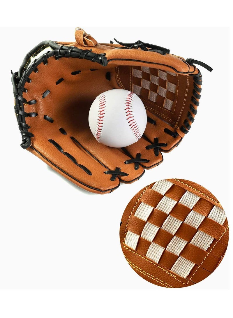 KASTWAVE Baseball Glove, Sports Batting Gloves with Baseball PU Leather Left Hand Catcher's Mitt 10.5"/12.5" for Kids Youth Adults  - Image 1