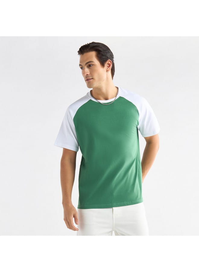 Splash FAV Colourblock T-shirt with Crew Neck and Raglan Sleeves  - Image 1