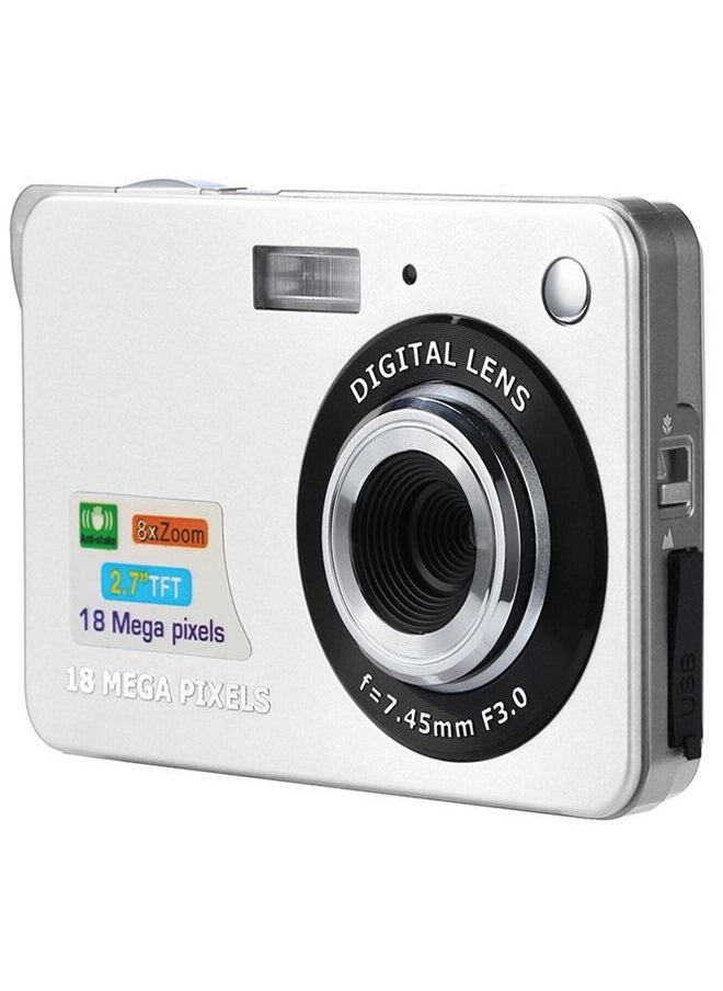 Generic 2.7 Inch Tft 18Mp 8X Zoom Digital Camera Mini Anti-Shake Full HD Digital Video Camera(Silver)  - Image 3