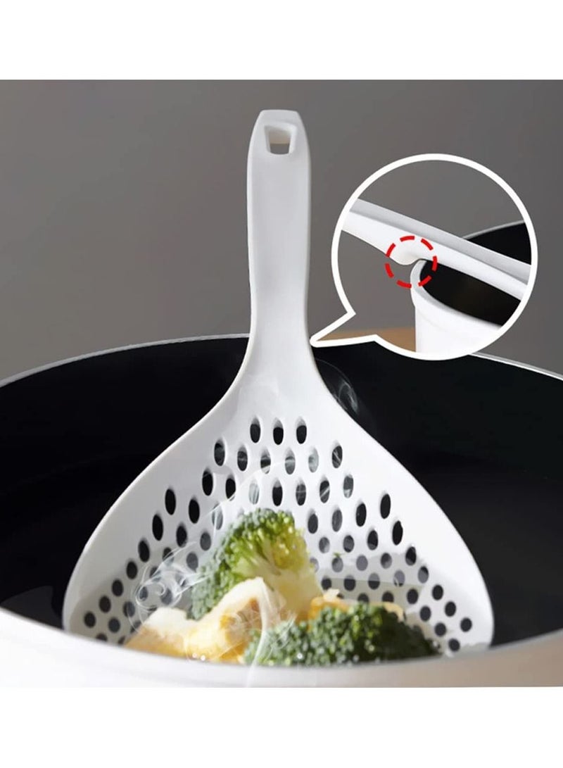 NIBEMINENT 2 Pieces Large Scoop Colander Strainer, Skimmer Slotted Spoon Thermoplastic Strainer Shovel, Cooking Utensils for Kitchen Baking Heat Resistant, White and Orange  - Image 3