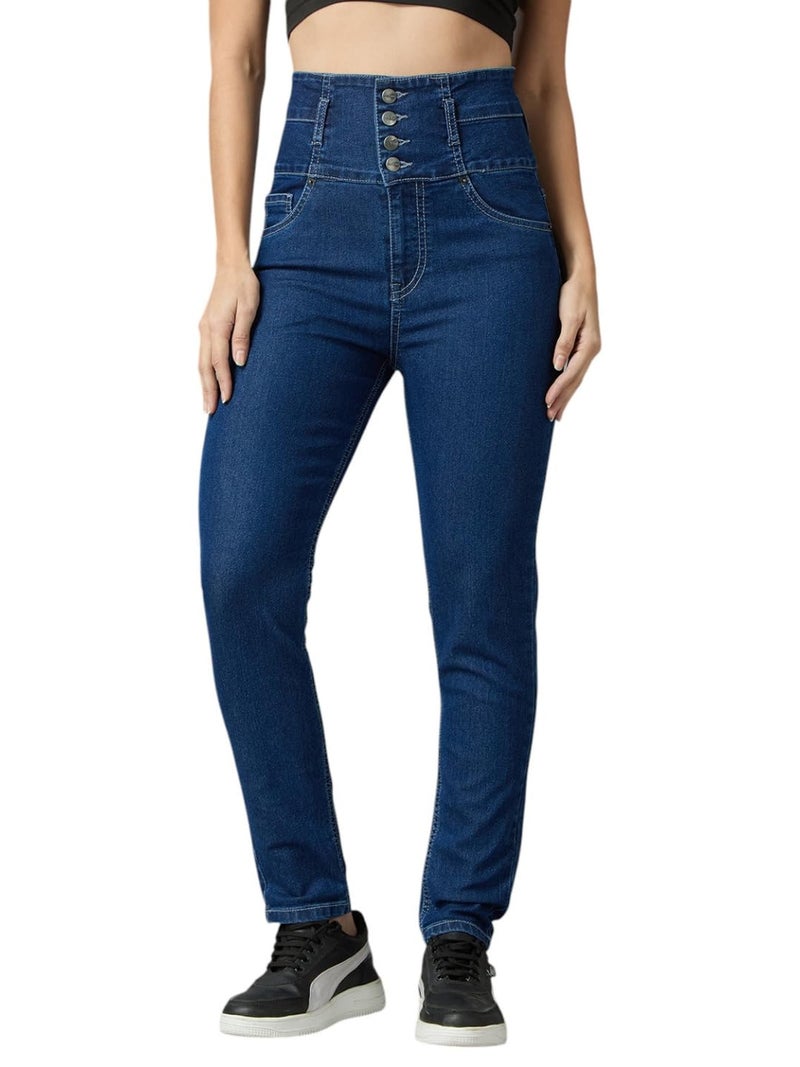 AKA CHIC Women's Regular Rise Skinny Jeans (AKCB 1031_Mid Blue_26) - Image 1