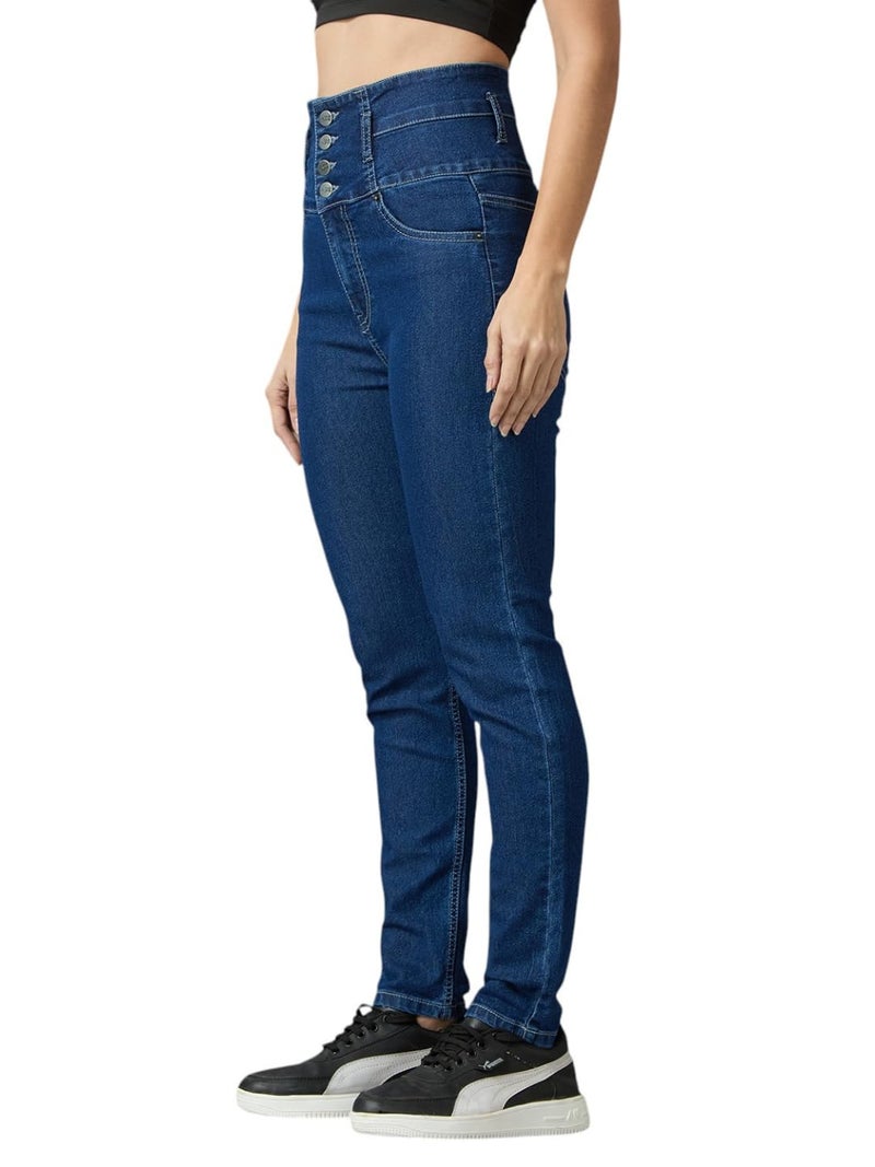 AKA CHIC Women's Regular Rise Skinny Jeans (AKCB 1031_Mid Blue_26) - Image 3