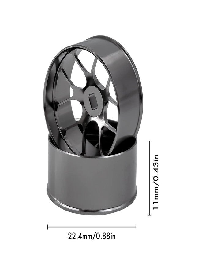 Abendor 4Pcs Metal 1/24 1/28 RC Car Drift Wheels, [2N+2W] 22mm 1/28 RC Car Drift Hubs for Mini-Z BBS Mini-Q HGD1 Mini-D DRZ Wltoys K969 K989 Rc Car Upgrade Parts (1.5 Degree, Titanium) - Image 2