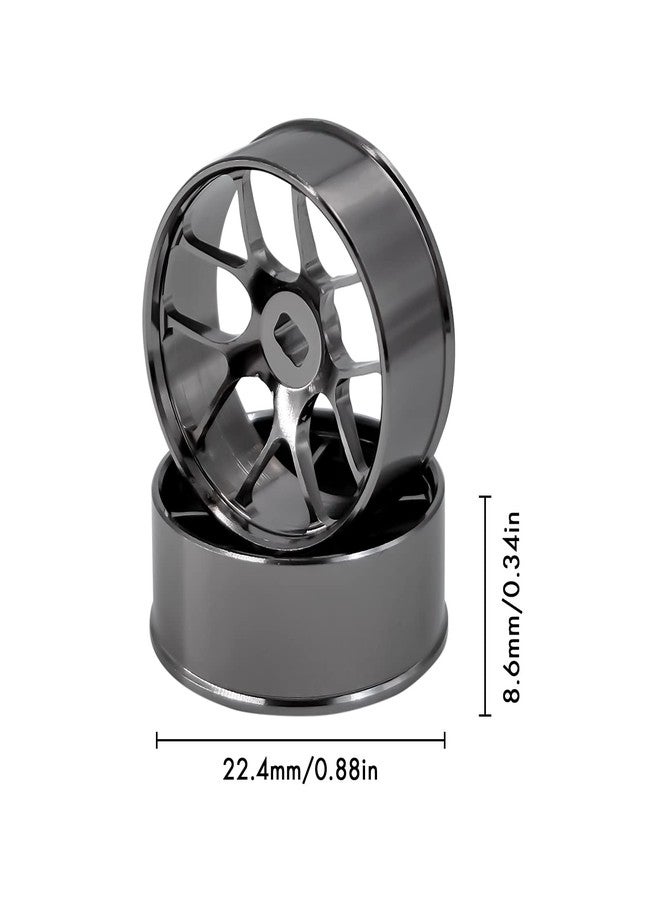 Abendor 4Pcs Metal 1/24 1/28 RC Car Drift Wheels, [2N+2W] 22mm 1/28 RC Car Drift Hubs for Mini-Z BBS Mini-Q HGD1 Mini-D DRZ Wltoys K969 K989 Rc Car Upgrade Parts (1.5 Degree, Titanium) - Image 3