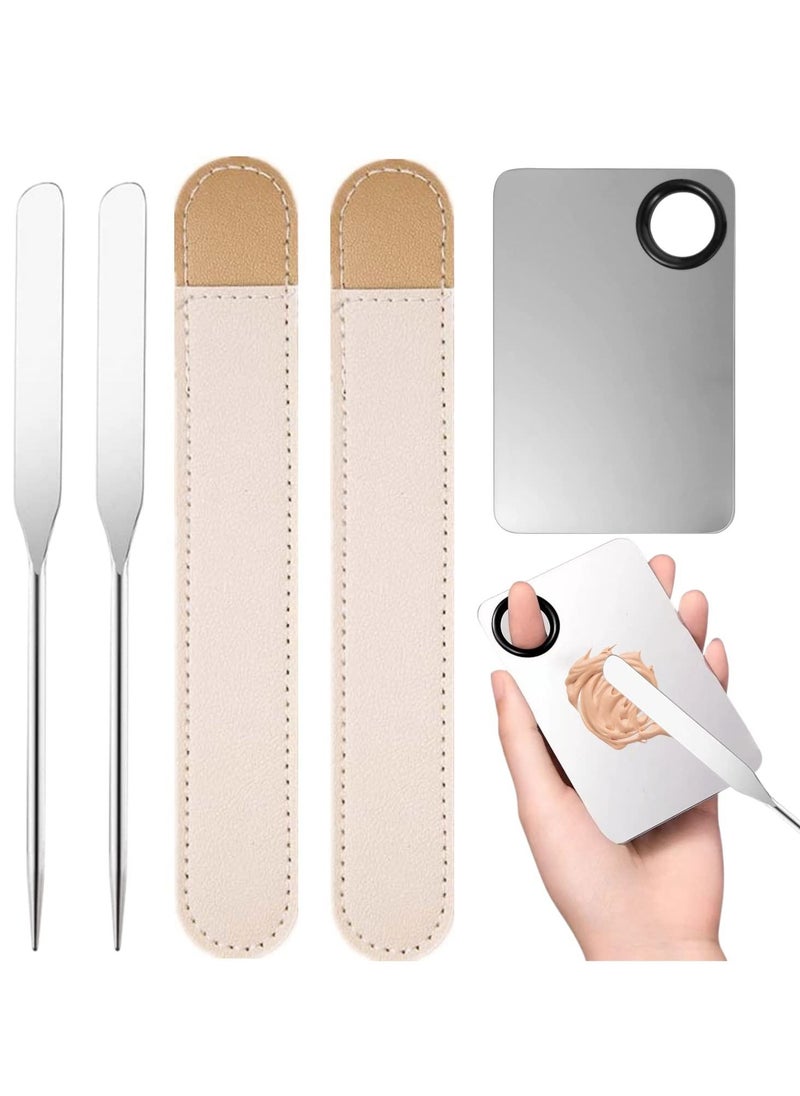 XiuWoo 5pcs Makeup Spatula Korean Set, Stainless Steel Make Up Palettes and Spatula, Mixing Cosmetic Tool for Foundation Eye Shadow Eyelash Nail Art  - Image 1