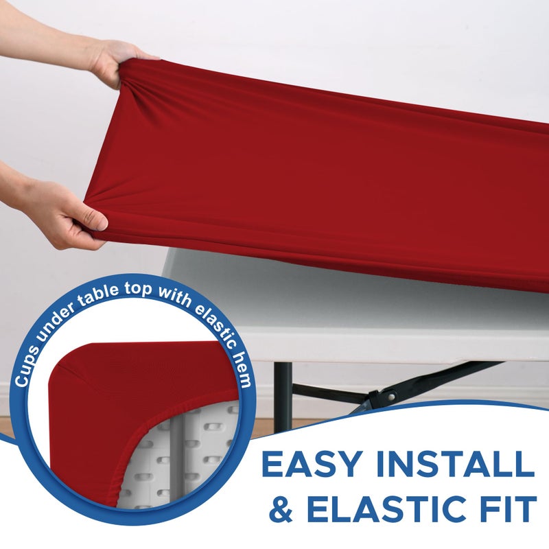 Enjoyidea Fitted Square Tablecloth 36x36 Inch-2 Pack Red Card Table Elastic Spandex Table Clothes-Small Stretch Folding Table Cover Topper Cap for Kitchen Dining Picnic Patio Outdoor Party Tables - Image 3