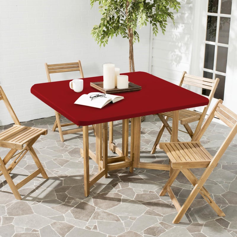 Enjoyidea Fitted Square Tablecloth 36x36 Inch-2 Pack Red Card Table Elastic Spandex Table Clothes-Small Stretch Folding Table Cover Topper Cap for Kitchen Dining Picnic Patio Outdoor Party Tables - Image 2