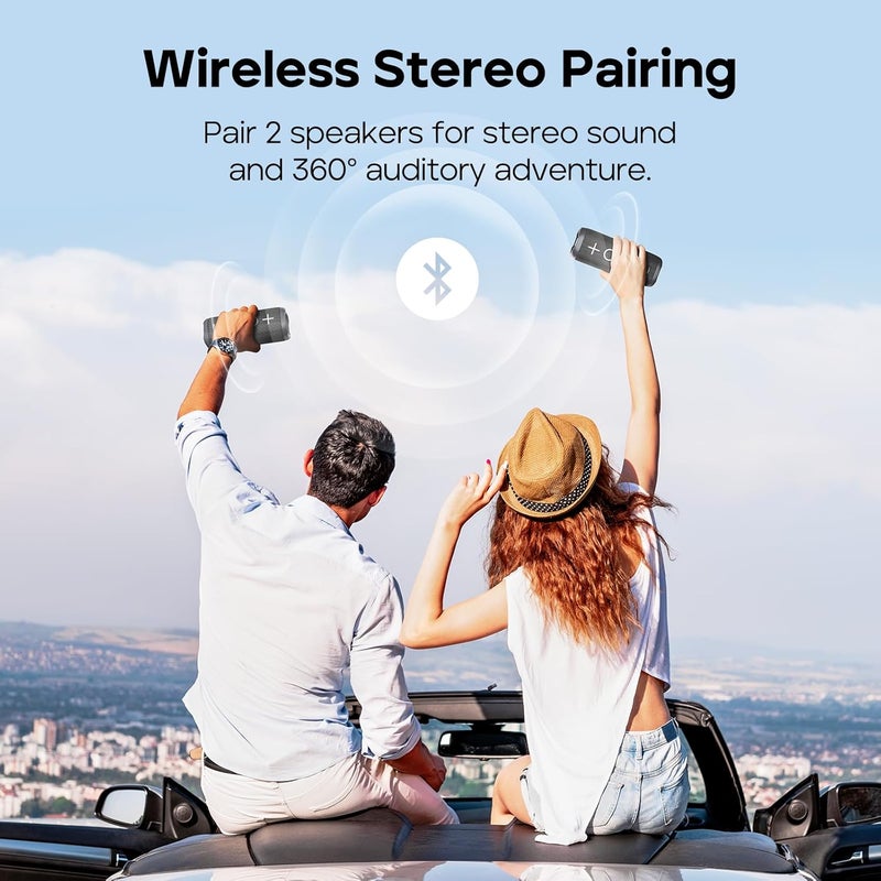 تريبيت مكبر صوت Tribit StormBox 2 بتقنية البلوتوث، قوة 34 واط، صوت محيطي 360 درجة، تقنية XBass، وقت تشغيل يصل إلى 24 ساعة، مقاوم للماء (معيار IPX7)، بلوتوث 5.3، مكبر صوت لاسلكي محمول قابل للتوصيل عبر تقنية TWS، مناسب للاستخدام في الهواء الطلق. - Image 3