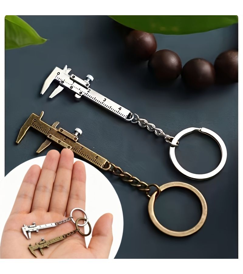 2pcs Sporty Zinc Alloy Keychains With Measuring Tape Pendants Portable Mini Tool For Men Durable Metal Key Ring Everyday Carry Accessories Holiday Birthday Gifts - Image 1