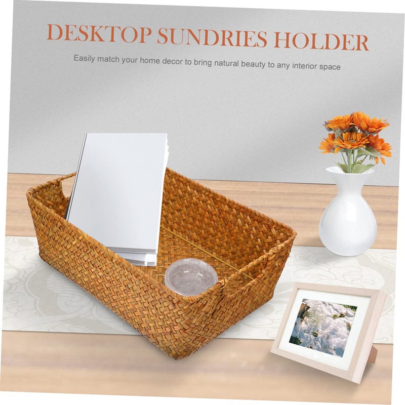 Natural Woven Bread Basket Multi Function Storage Container For Snack Fruit Home Office Desktop - Image 4