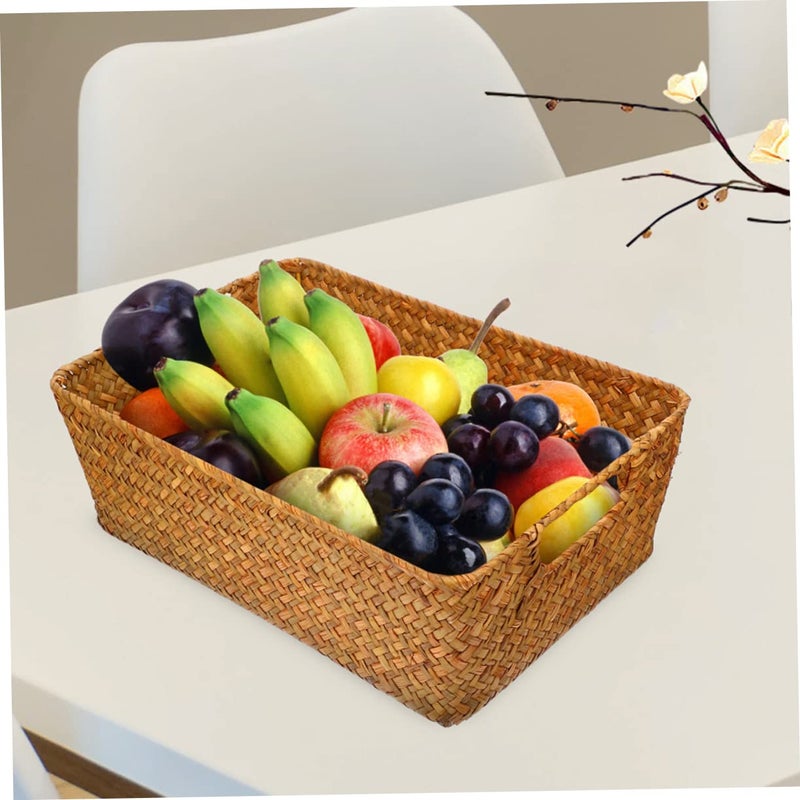 Natural Woven Bread Basket Multi Function Storage Container For Snack Fruit Home Office Desktop - Image 3