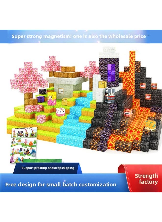 World Magnetic Cube Children's Toy Building Blocks Cherry Blossom Building Magnetic Splicing Building Blocks 2.0cm Amazon-Color:[gate Of Truth] 32 Particles + 1 Random Minifigure  - Image 2