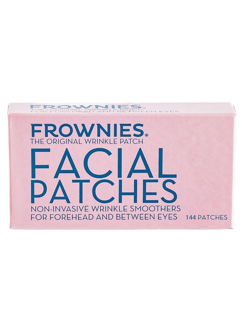 Frownies لصقات FROWNIES للتجاعيد على الجبهة وبين العينين - لصقات للوجه مضادة للحساسية لتنعيم وتلطيف تجاعيد الجبهة والخطوط الإحدى عشر - للاستخدام طوال الليل، 144 لصقة  - Image 1