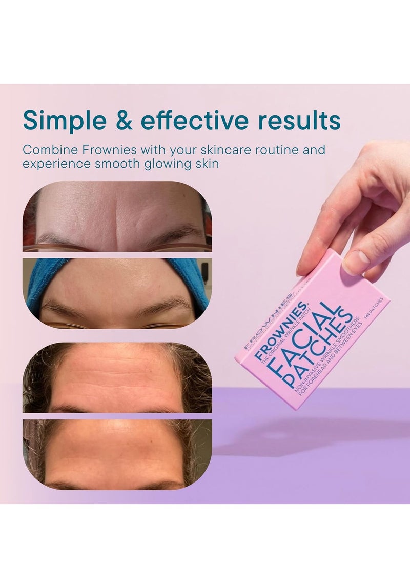 Frownies لصقات FROWNIES للتجاعيد على الجبهة وبين العينين - لصقات للوجه مضادة للحساسية لتنعيم وتلطيف تجاعيد الجبهة والخطوط الإحدى عشر - للاستخدام طوال الليل، 144 لصقة  - Image 3