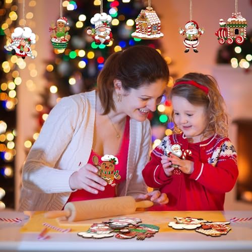 squishy 16Pcs Christmas Decorations, Gingerbread House Ornaments, Festive Tree Hanging Decor for Holiday Party, Classroom and Office, Family Activity (10pcs (red L) - Image 2