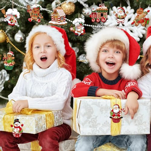 squishy 16Pcs Christmas Decorations, Gingerbread House Ornaments, Festive Tree Hanging Decor for Holiday Party, Classroom and Office, Family Activity (10pcs (red L) - Image 5