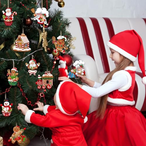 squishy 16Pcs Christmas Decorations, Gingerbread House Ornaments, Festive Tree Hanging Decor for Holiday Party, Classroom and Office, Family Activity (10pcs (red L) - Image 4