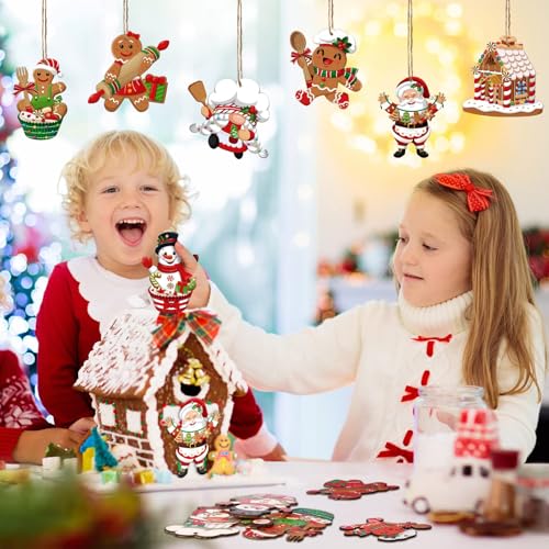 squishy 16Pcs Christmas Decorations, Gingerbread House Ornaments, Festive Tree Hanging Decor for Holiday Party, Classroom and Office, Family Activity (10pcs (red L) - Image 3