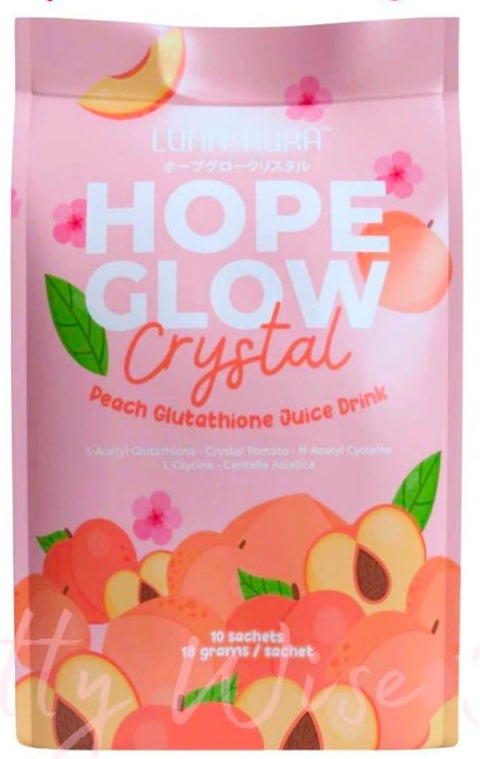 hope glow glutathione LUNA AURA Luna Aura Hope Glow Crystal Peach Glutathione Juice Drink  8/SACHETS 18 GRAMS SACHET | Best Price KSA