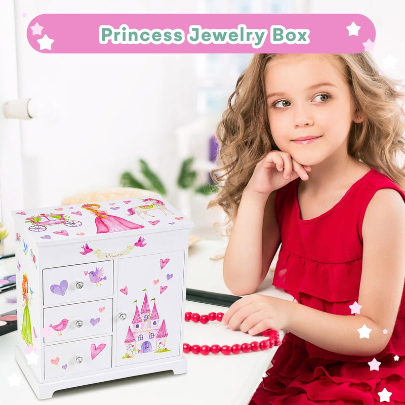 Jewelkeeper Jewelry Box for Girls with 3 Drawers - Musical Princess Jewelry Box with Spinning Doll and Dance of The Sugar Plum Fairy Tune - Appreciated Gifts for Kids - 9.5 x 7.75 x 9.5 Inches - Image 2