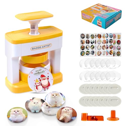Domigard Badge Maker for Kids,55mm(2.16 inch) DIY Pin Button Maker Press Machine Badge Punch Kit with 48 pcs Button Parts Pictures Circle Cutter,Arts & Crafts for Kids, Perfect for School Projects & Party - Image 1