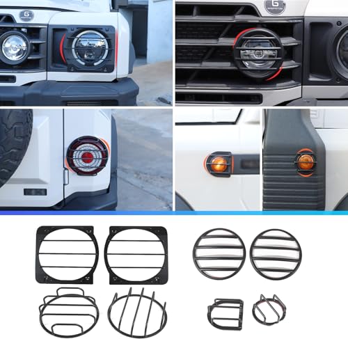 Qiosreui Light Guard for INEOS Grenadier 20202025 Accessories Lamp Protector Guard Cover Trim Car Light Grill Guard Automobile Styling Protection Guard Carbon Steel 8PCS Matt Black Set - Image 3