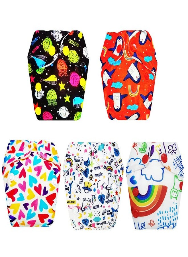 Dumbledo Premium Newborn Cloth Diaper with Integrated Insert (Pack of 5) | Soft & Gentle | Reusable & Washable | Quick Dry | Worry-Free Diapering | 0 - 4 Months | Unisex Baby - Image 1