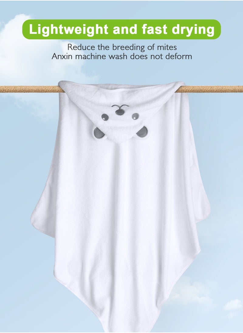 URbazaar 2Pcs Bamboo Hooded Baby Towel,Organic Bamboo Bath Towel for Toddler, Soft and Super Absorbent Washcloth, Machine Washable Towel, Keeps Your Baby Warm & Cosy  - Image 3
