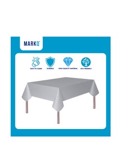 MARKQ Plastic Tablecloth for Rectangle Table 54" x 72" Disposable Table Cover for Bridal Shower Wedding Birthday Party Decorations (Silver)  - Image 3