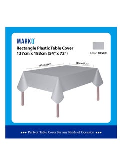 MARKQ Plastic Tablecloth for Rectangle Table 54" x 72" Disposable Table Cover for Bridal Shower Wedding Birthday Party Decorations (Silver)  - Image 2