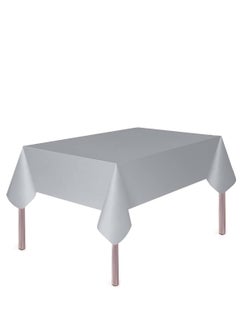 MARKQ Plastic Tablecloth for Rectangle Table 54" x 72" Disposable Table Cover for Bridal Shower Wedding Birthday Party Decorations (Silver)  - Image 1