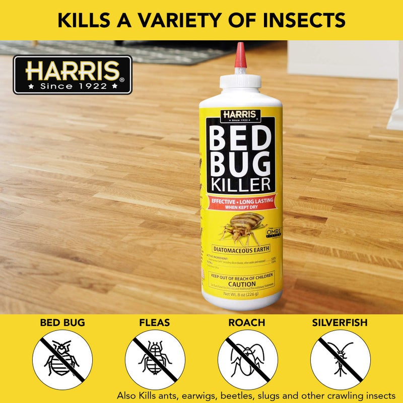 Harris HDE-8 Bed Bug Powder Diatomaceous Earth, 8oz, Yellow - Image 2