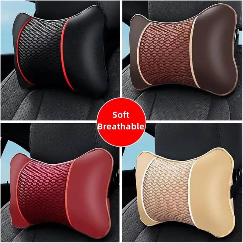 Universal Headrest Pillow - Ergonomic Support Cushion for Comfortable Driving(2pcs Black red1) - Image 2