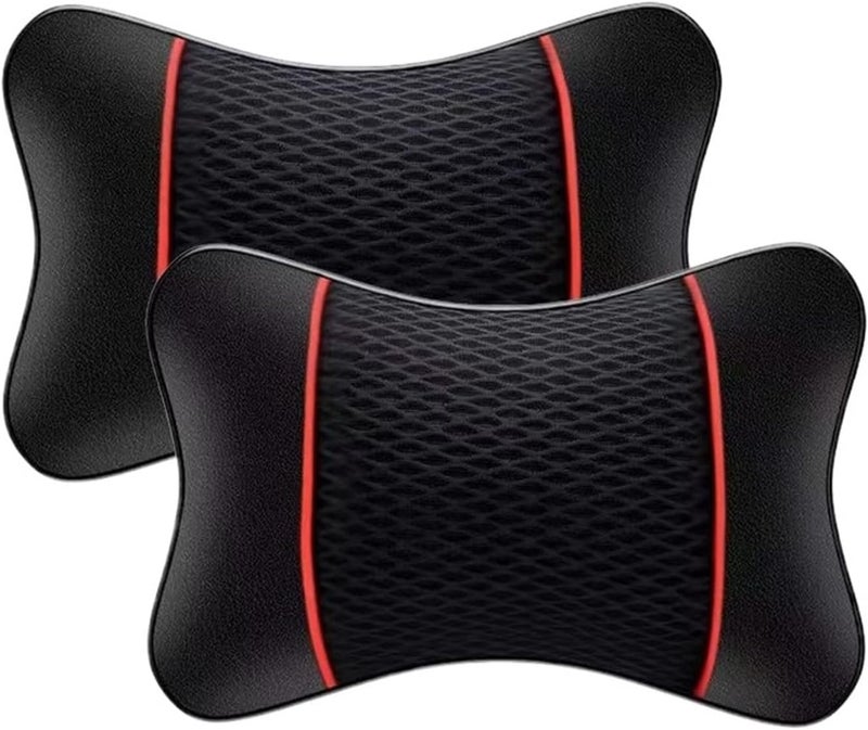 Universal Headrest Pillow - Ergonomic Support Cushion for Comfortable Driving(2pcs Black red1) - Image 1