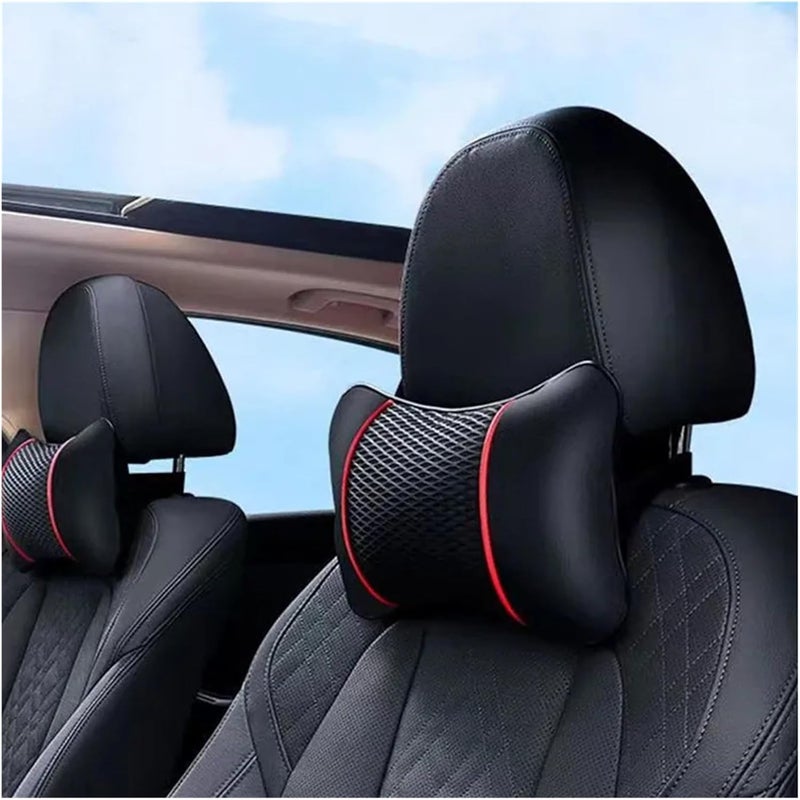 Universal Headrest Pillow - Ergonomic Support Cushion for Comfortable Driving(2pcs Black red1) - Image 3