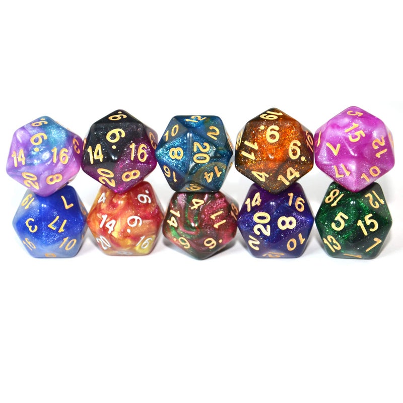Smartdealspro سمارت ديلز برو 10 عبوة نرد 20 وجه D20 نرد متعدد الأوجه للعبة DND RPG MTG (اللون 3) - Image 4