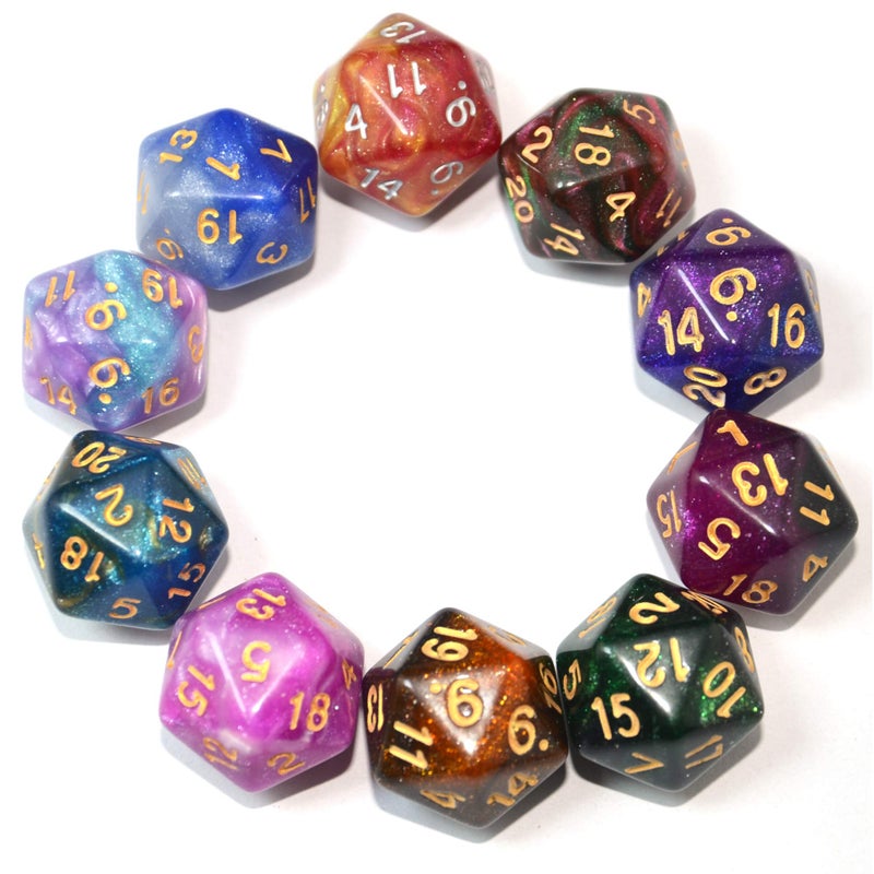 Smartdealspro سمارت ديلز برو 10 عبوة نرد 20 وجه D20 نرد متعدد الأوجه للعبة DND RPG MTG (اللون 3) - Image 1