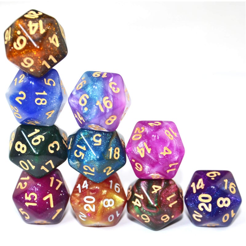 Smartdealspro سمارت ديلز برو 10 عبوة نرد 20 وجه D20 نرد متعدد الأوجه للعبة DND RPG MTG (اللون 3) - Image 2