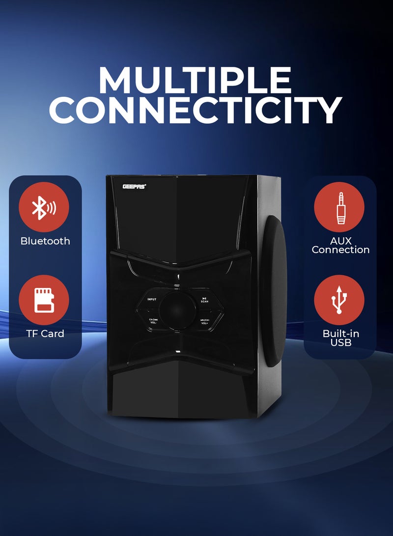 GEEPAS 5.1 Channel Multimedia Speaker System With Remote Control- FM Radio, Bluetooth, USB Input, SD Card Reader, Karaoke Function| LED Display, 50000W PMPO Speaker Unit| 2 Years Warranty GMS8578 Black GMS8578 Black - Image 4