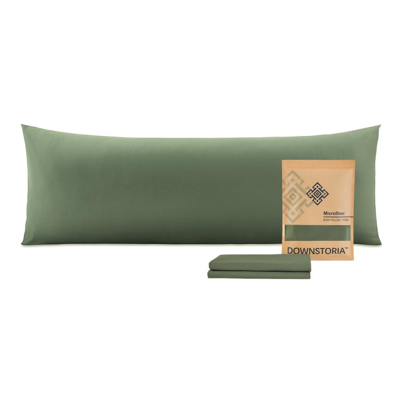 DOWNSTORIA Body Pillow Cover Ultra Soft Microfiber Long Pillowcase Envelope Closure Large Pillow Cases 20x54 inch Olive Green - Image 2