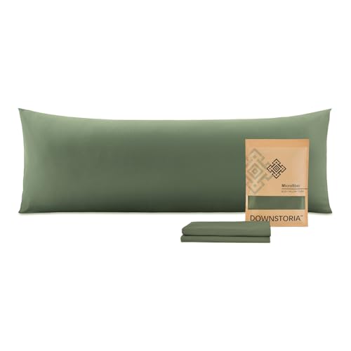 DOWNSTORIA Body Pillow Cover Ultra Soft Microfiber Long Pillowcase Envelope Closure Large Pillow Cases 20x54 inch Olive Green - Image 1