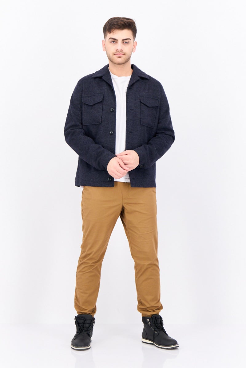 Threadbare Men Solid Long Sleeve Jacket Shirt, Navy Blue - Image 4